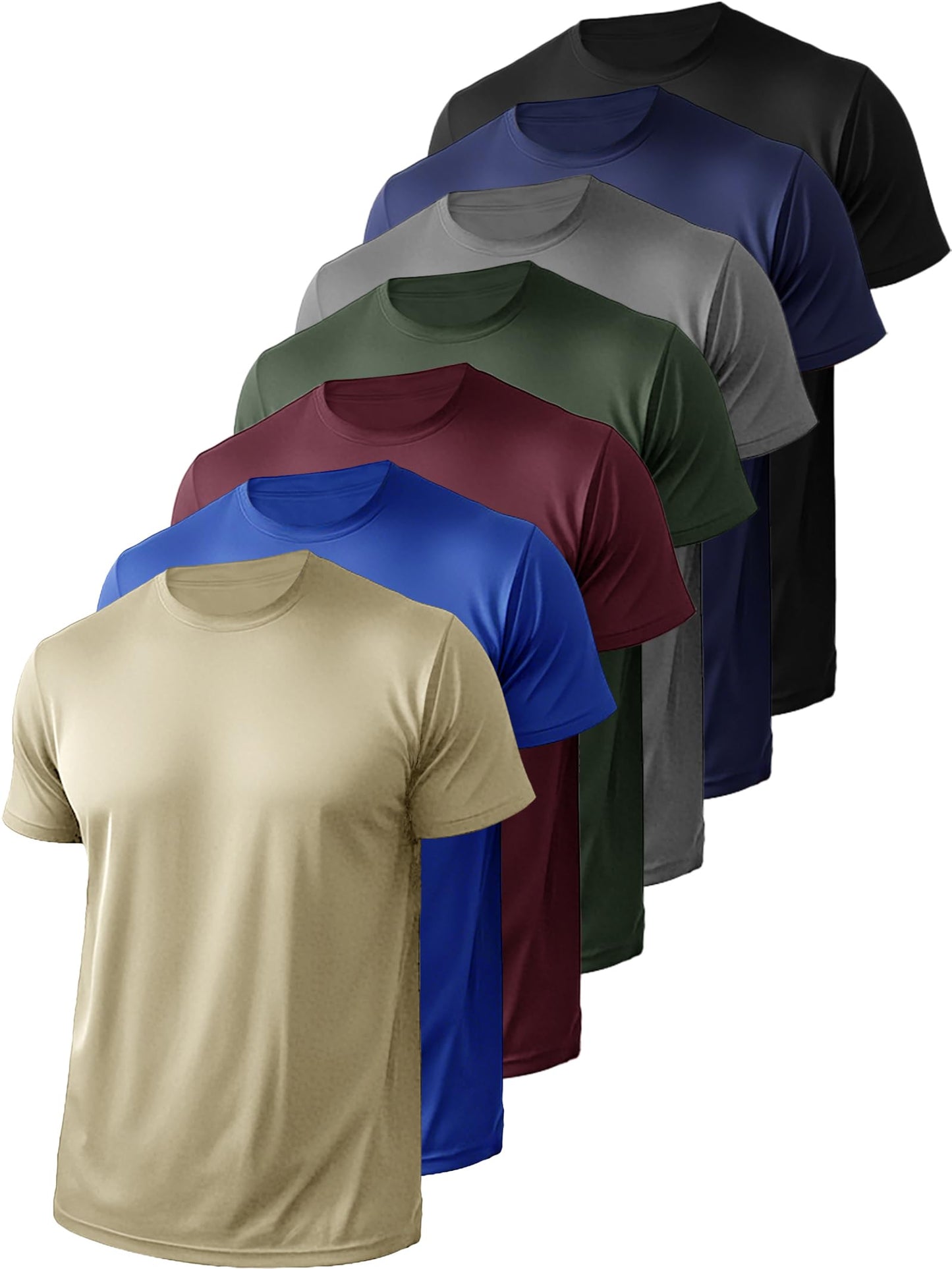 Yafanqi 7 Pack Mens Short Sleeve Shirts Quick Dry Moisture Wicking Athletic Running Gym Workout Casual Basic Tee Shirt