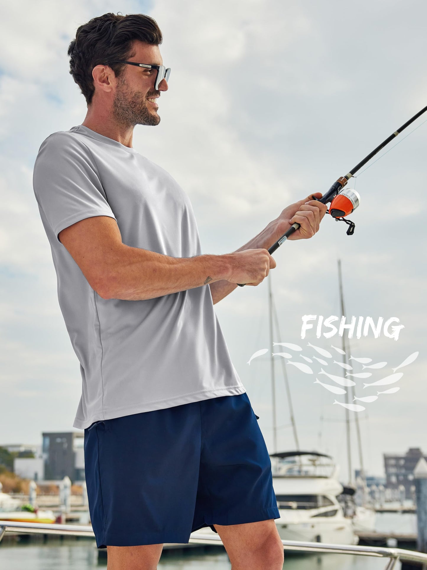 ZITY T-Shirts for Man Pack Short Sleeve UPF 50 Uv Blocking Fishing Workout Shirt Fast Dry Breathable Swim Shirt for Beach Water Shirts for Men XL