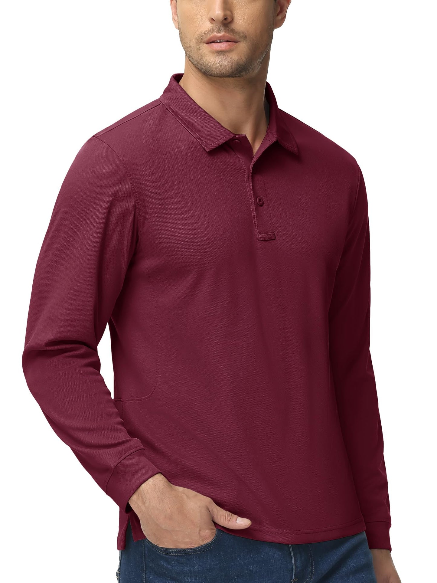 MAGCOMSEN Work Shirts for Men Golf Shirts Polo Shirts for Men T Shirts Fishing Shirts Casual Shirts Quick Dry Shirts Summer Shirts Golf Polo Shirts for Men Wine Red