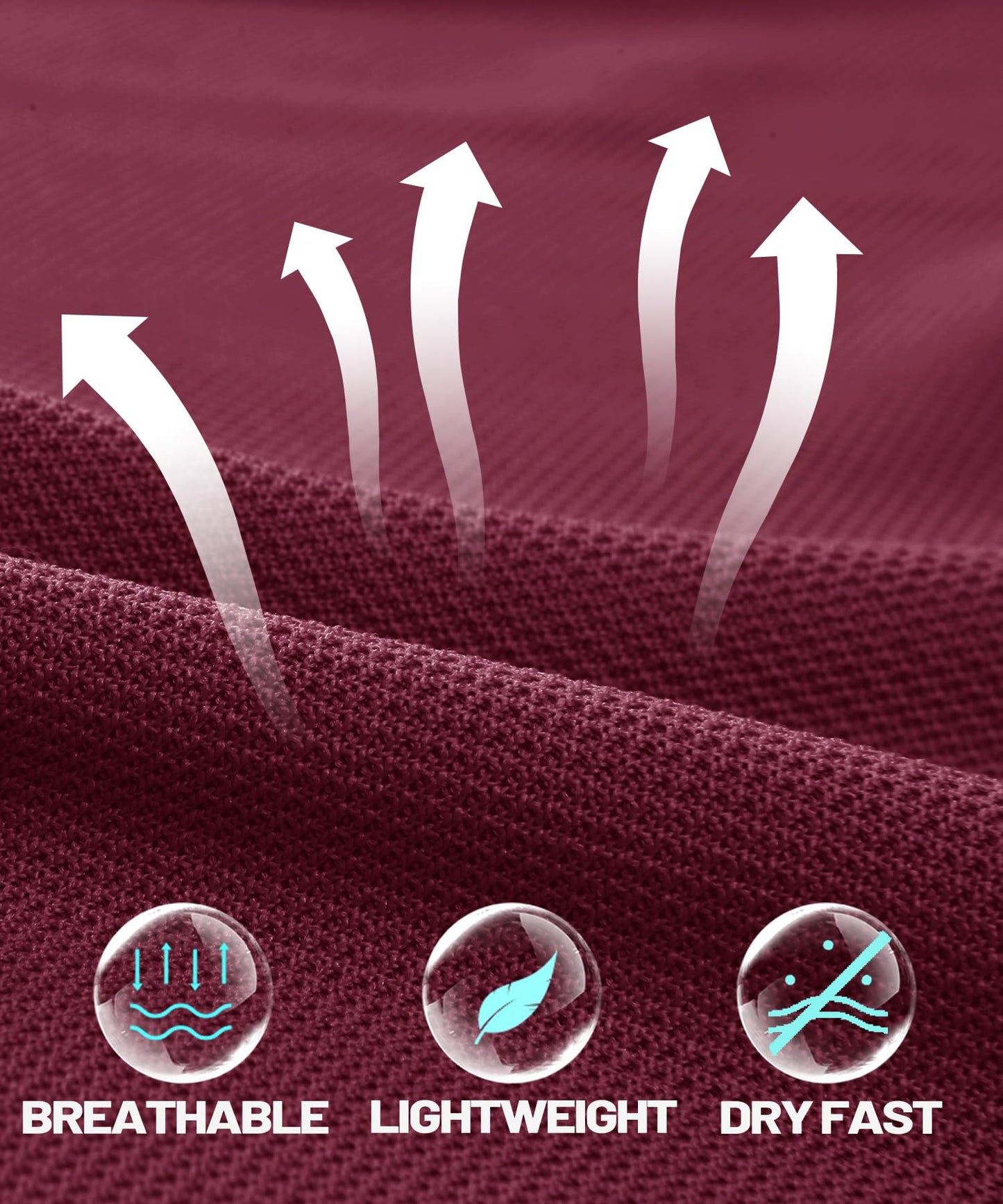 MAGCOMSEN Work Shirts for Men Golf Shirts Polo Shirts for Men T Shirts Fishing Shirts Casual Shirts Quick Dry Shirts Summer Shirts Golf Polo Shirts for Men Wine Red