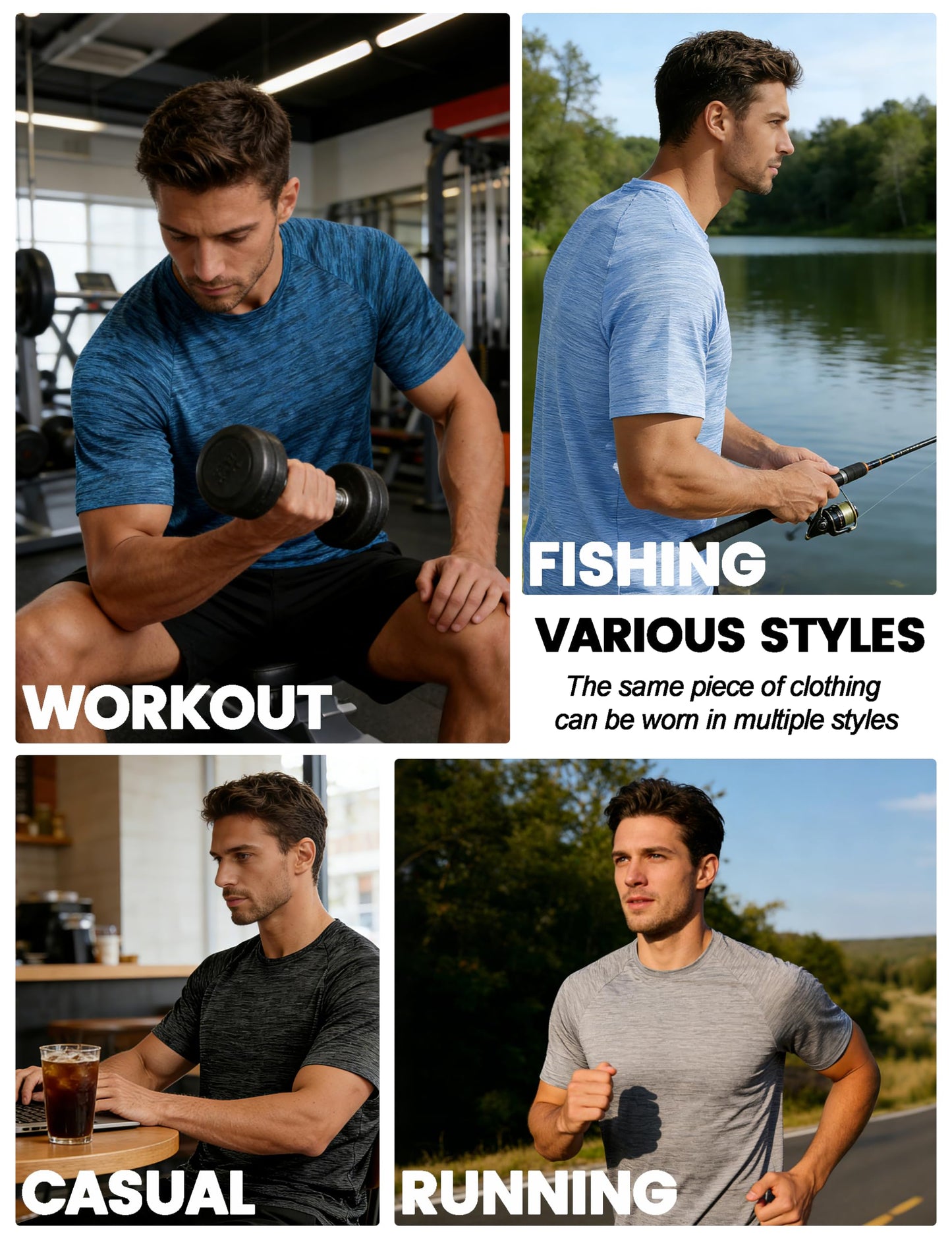 MAGCOMSEN Mens Tshirts Athletic Workout Shirts Dry Fit Breathable Performance Lightweight T-Shirts Summer Beach Orange-M