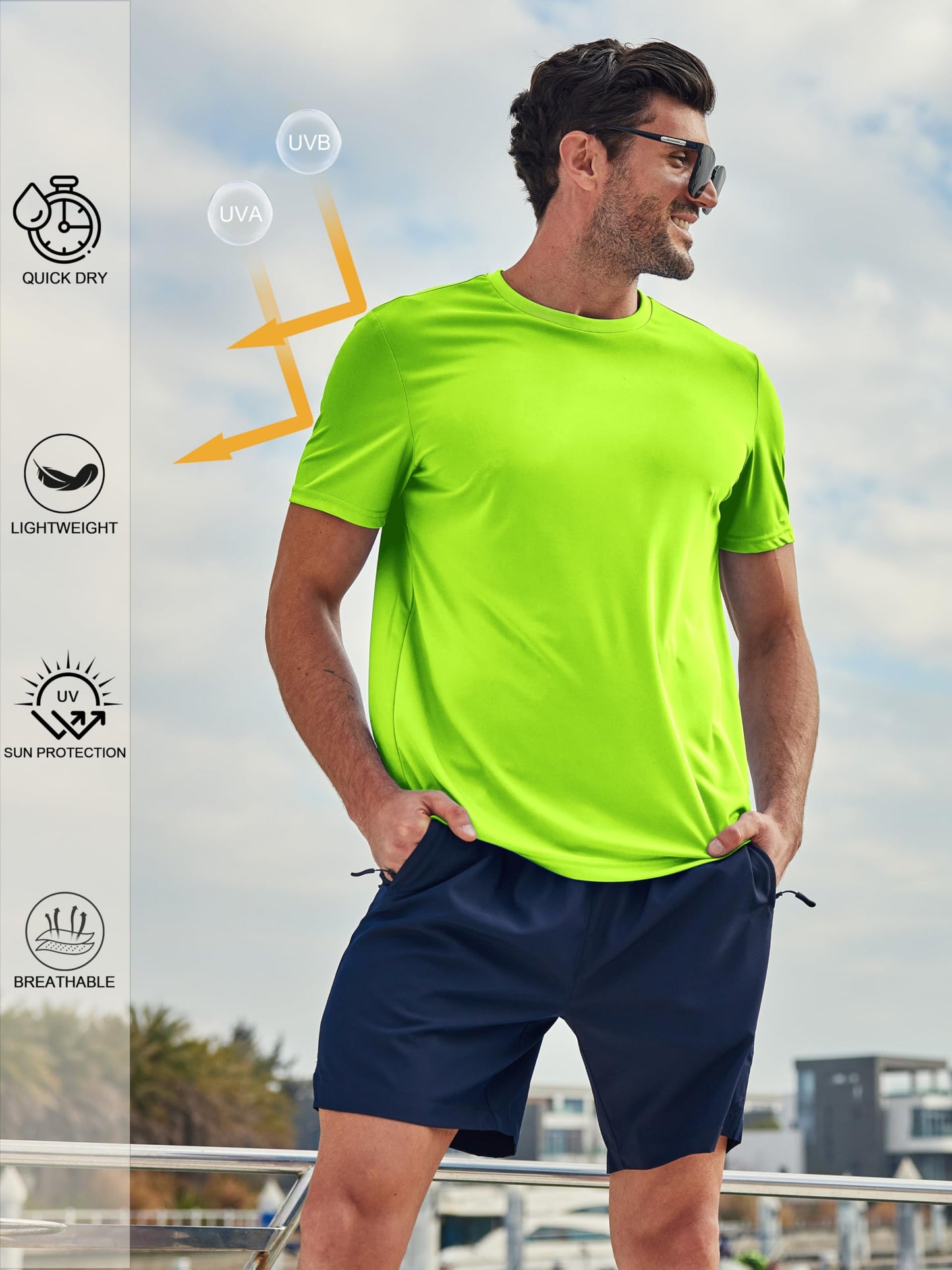 ZITY T-Shirts for Man Pack Short Sleeve UPF 50 Uv Blocking Fishing Workout Shirt Fast Dry Breathable Swim Shirt for Beach Water Shirts for Men XL
