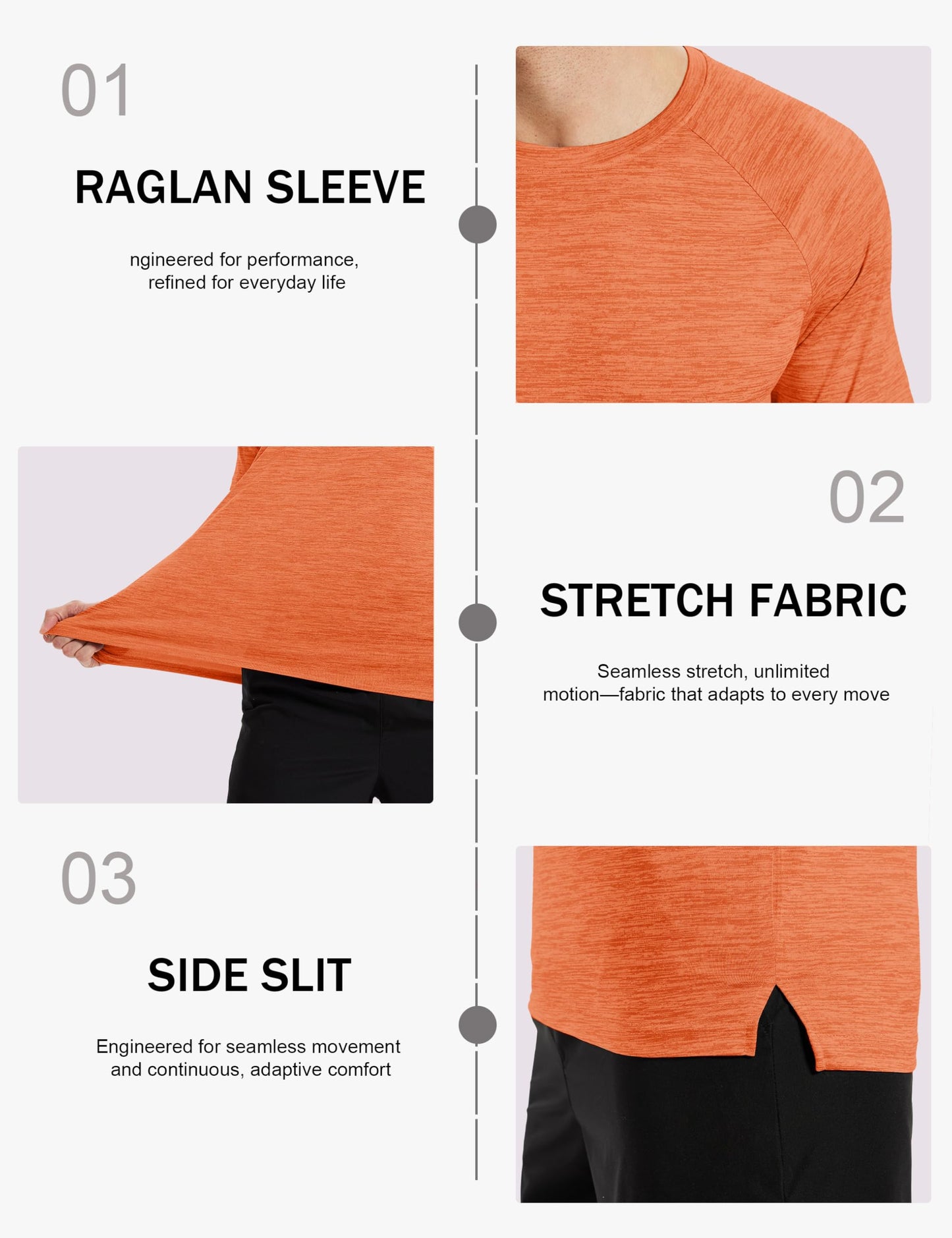 MAGCOMSEN Mens Tshirts Athletic Workout Shirts Dry Fit Breathable Performance Lightweight T-Shirts Summer Beach Orange-M