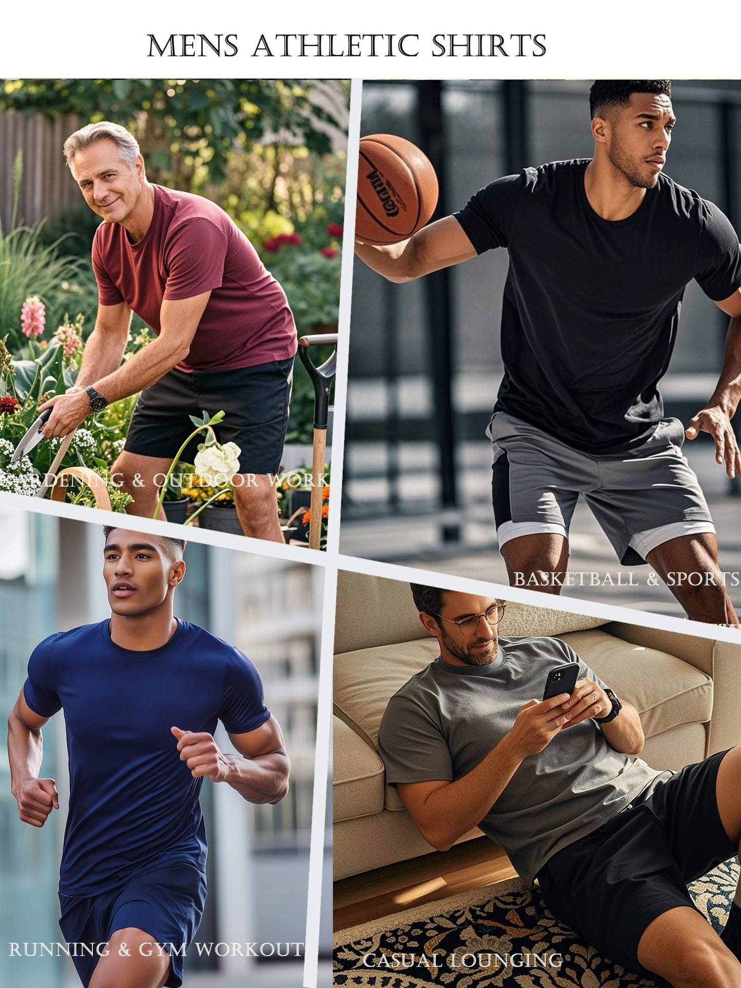 Yafanqi 7 Pack Mens Short Sleeve Shirts Quick Dry Moisture Wicking Athletic Running Gym Workout Casual Basic Tee Shirt