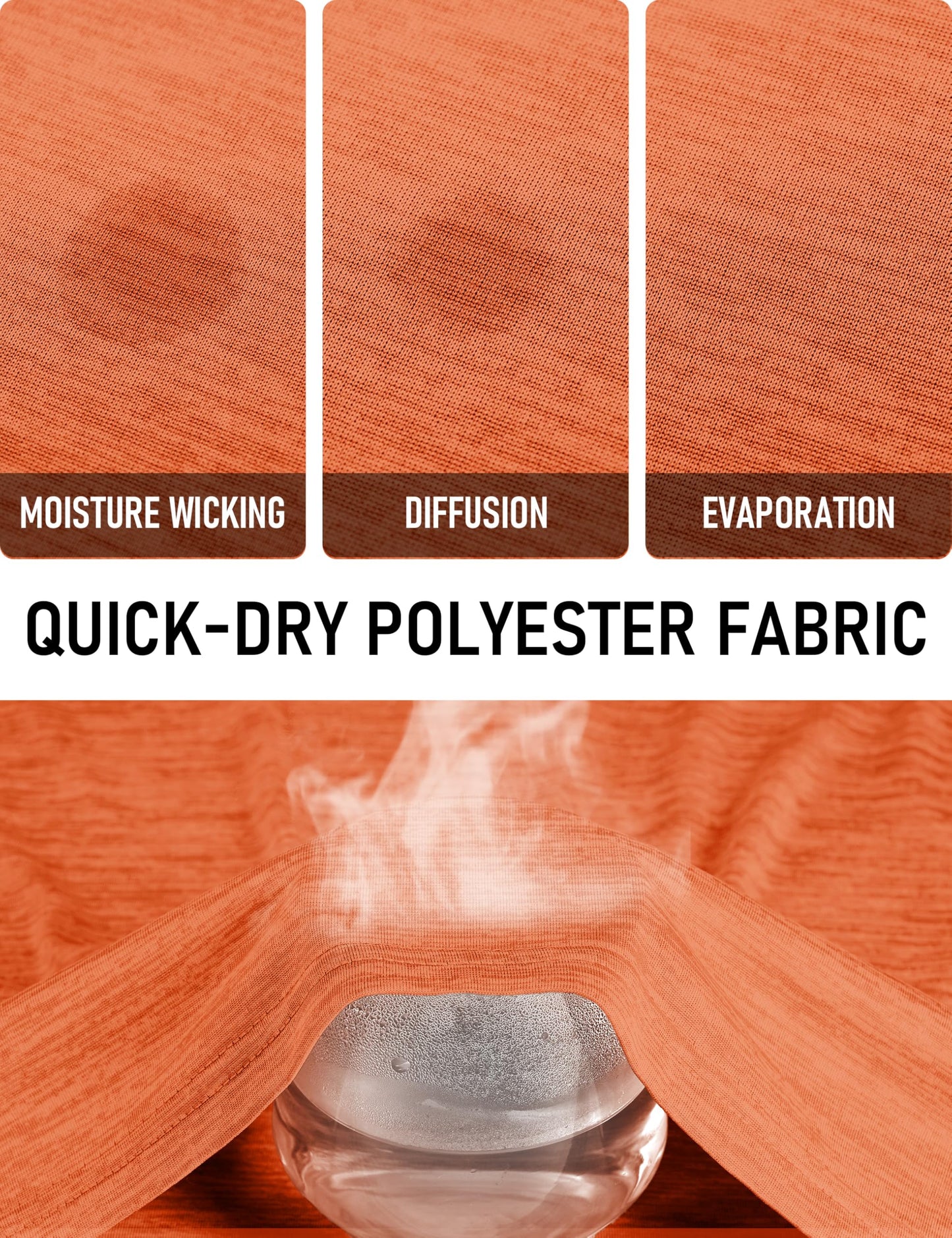 MAGCOMSEN Mens Tshirts Athletic Workout Shirts Dry Fit Breathable Performance Lightweight T-Shirts Summer Beach Orange-M