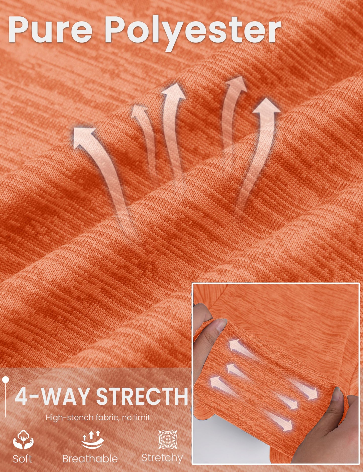 MAGCOMSEN Mens Tshirts Athletic Workout Shirts Dry Fit Breathable Performance Lightweight T-Shirts Summer Beach Orange-M